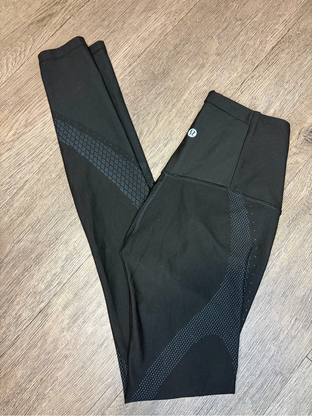 lululemon athletica Black Leggings with Subtle Gray Dot Accents